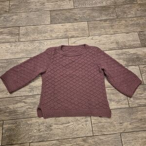Handmade Mauve Diamond Knit Sweater Boho Chunky Lattice Pullover M/L